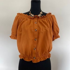 Fashion off-shoulder crop top blouse